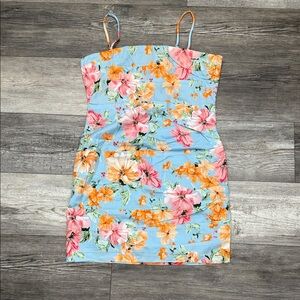Lovely Day Floral Dress with Orange and Pink Blooms